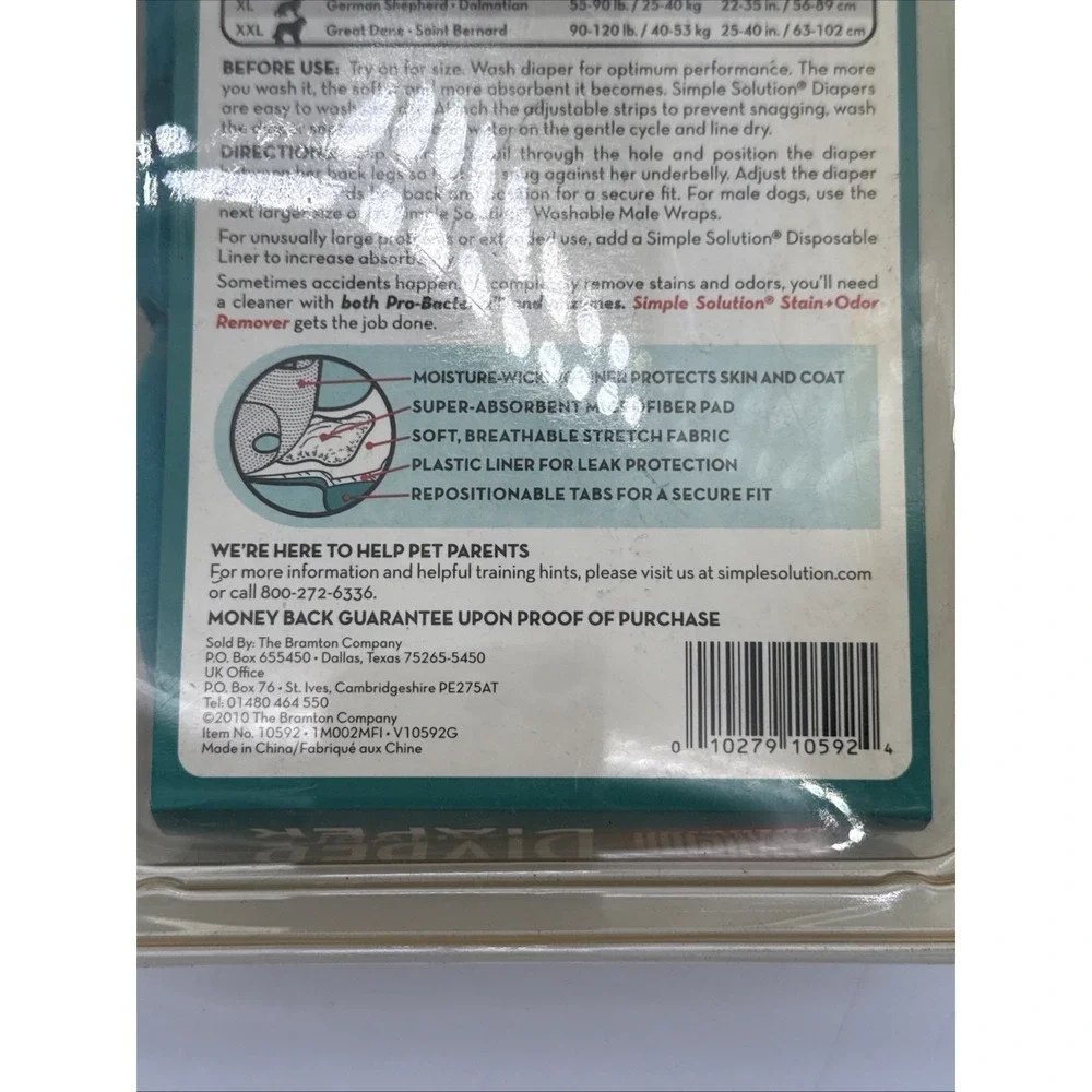 Simple Solution Washable Dog Diaper Small Female Reusable 8-15 lb NEW Teal